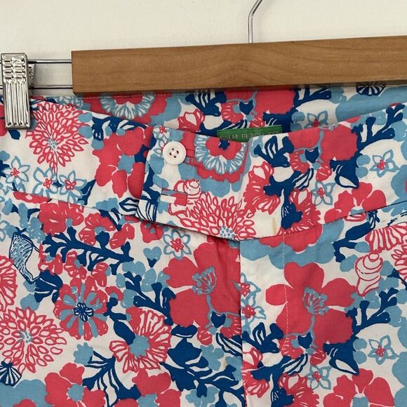 Lilly Pulitzer Bailey Floral Palm Beach Fit Crop Capri Pants Size 4 Shell Yeah - Picture 6 of 10